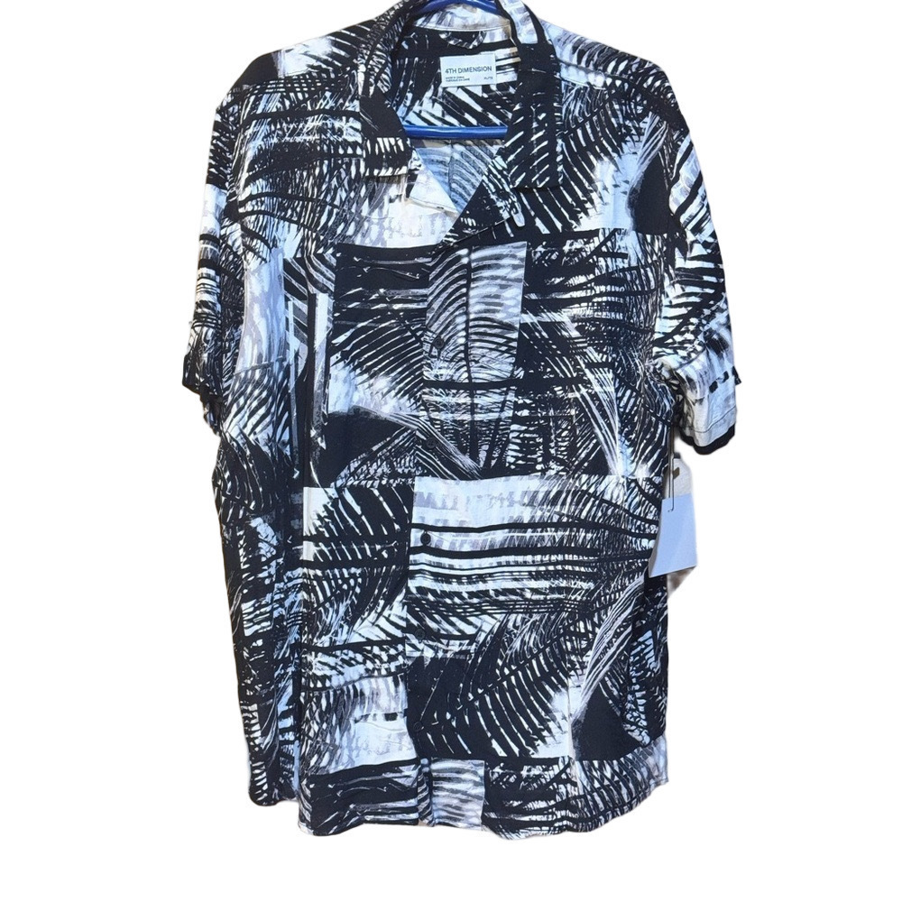 4th Dimension Black White Button Down Shirt Extra Large